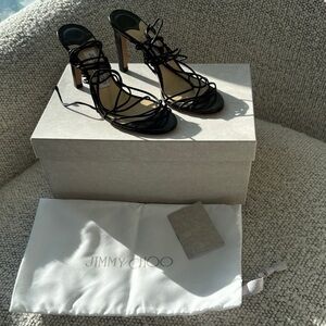 Jimmy Choo Tao 85 Black Elegant Black Lace-Up Heels
